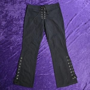 Lip Service Black Lace-Up Gothic Pants Sz 11 Vintage Mallgoth Flare